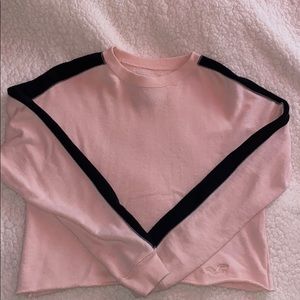 Hollister crew crop top(black stripes down sleeve)